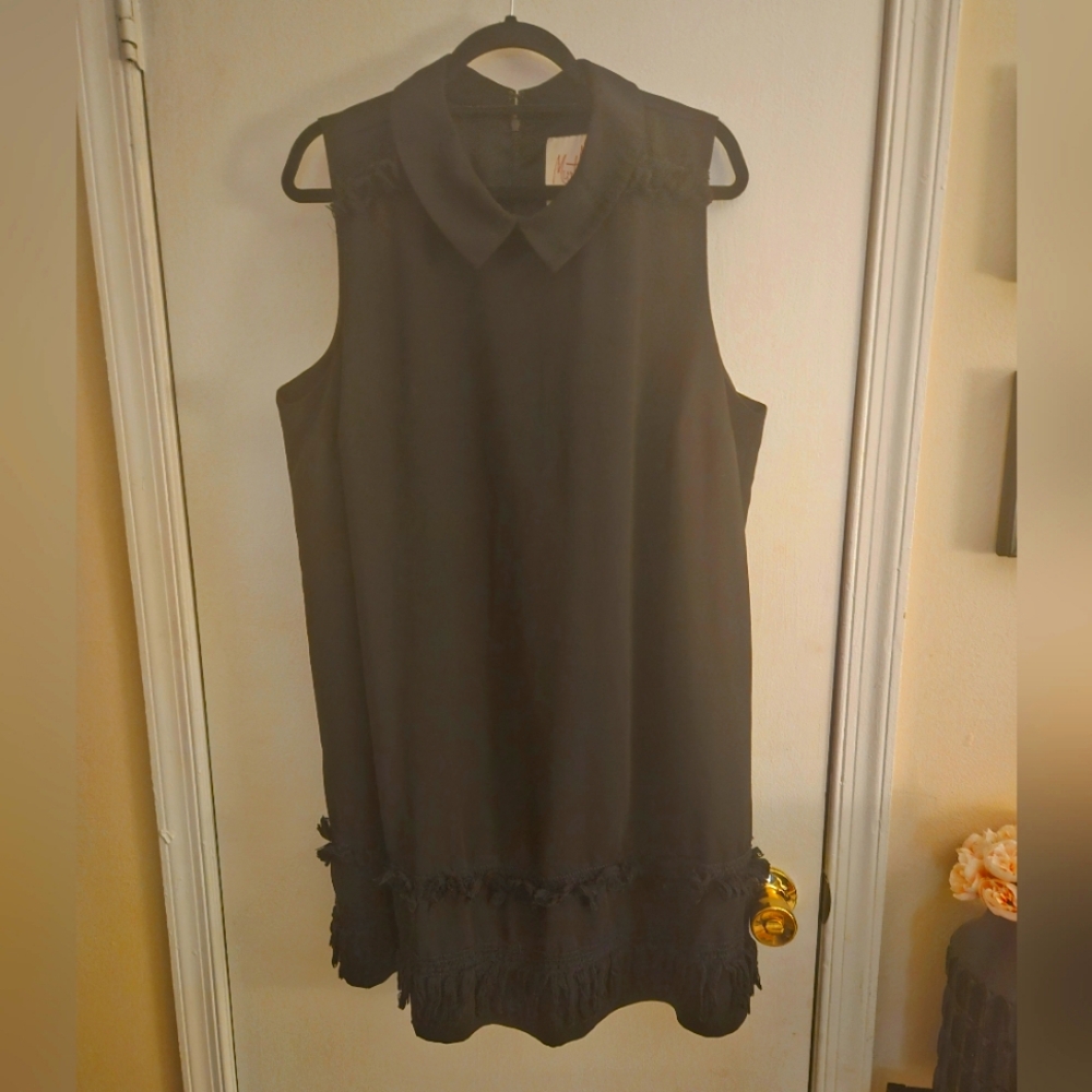 Modcloth Myrtlewood Of California Dress Womens Fringe Black Retro 2X